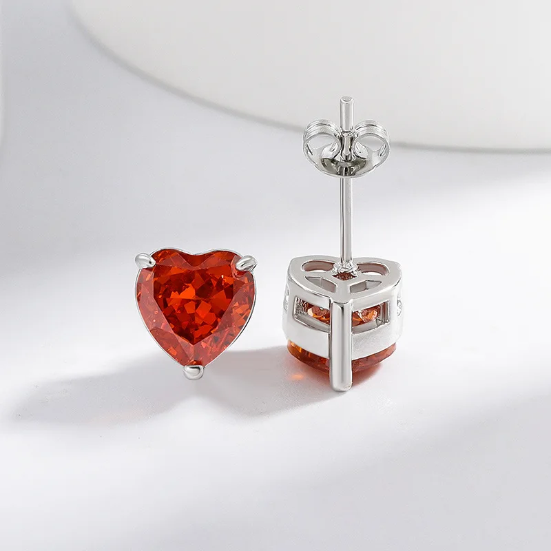 925 Sterling Silver Fashion Versatile Ice Flower Cut Love Stud Earrings Inlaid with Crystal Zircon Birthday Anniversary Gift