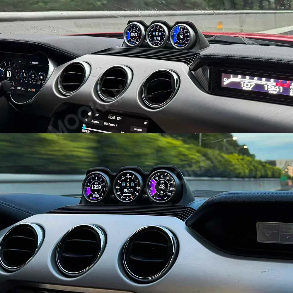LCD Three Zone Screen For Ford Mustang 2015 2016 - 2021 Car Indash Odometer Digital Cluster Virtual Cockpit Speed Meter Screen