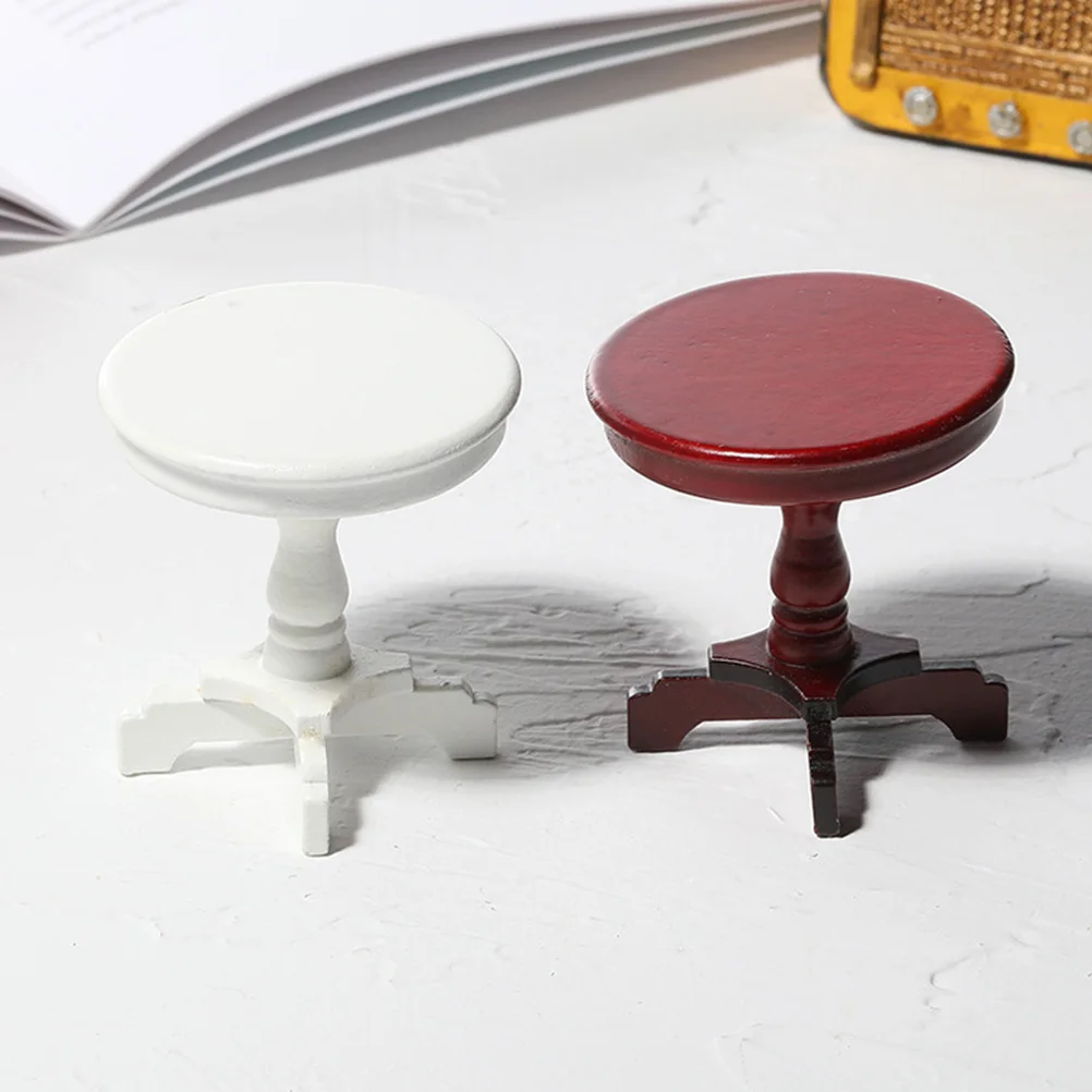 โต๊ะกาแฟจิ๋ว 1 ชิ้น สำหรับเด็ก ของตกแต่งบ้านจำลอง โต๊ะไม้ทรงกลม ของตกแต่งเฟอร์นิเจอร์ห้องนั่งเล่น ฉากจิ๋วบนโต๊ะ