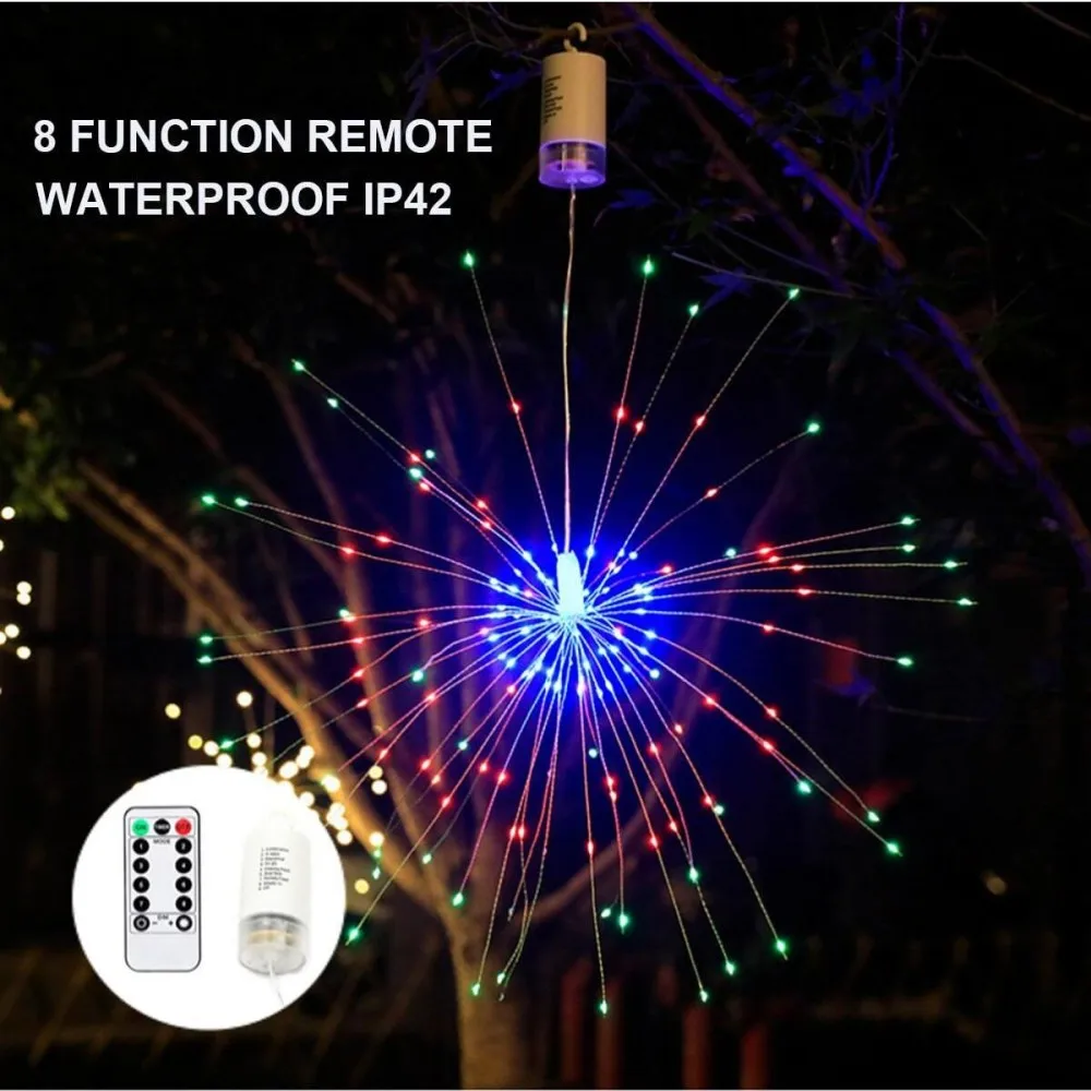 

1PC90/120/150/180/200LED battery box hanging tree fireworks light,with 8-mode remote control,suitable for camping decoration