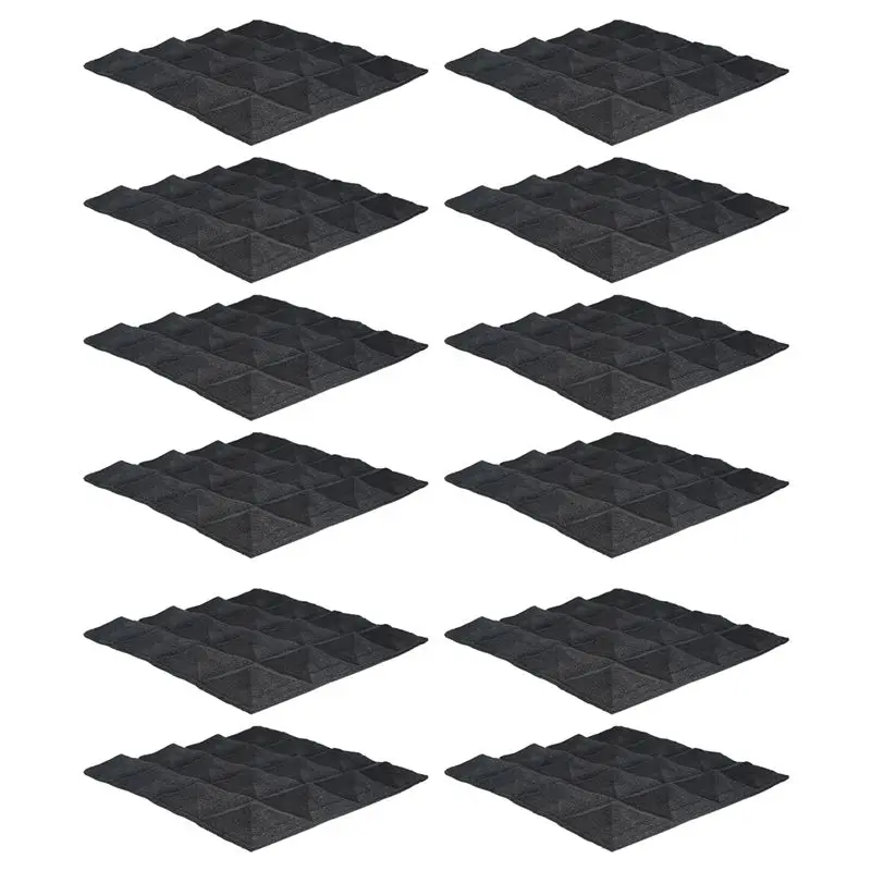 B69C 12 Pcs -Soundproofing Foam Sound Absorption Pyramid Studio Treatment Wall Panels