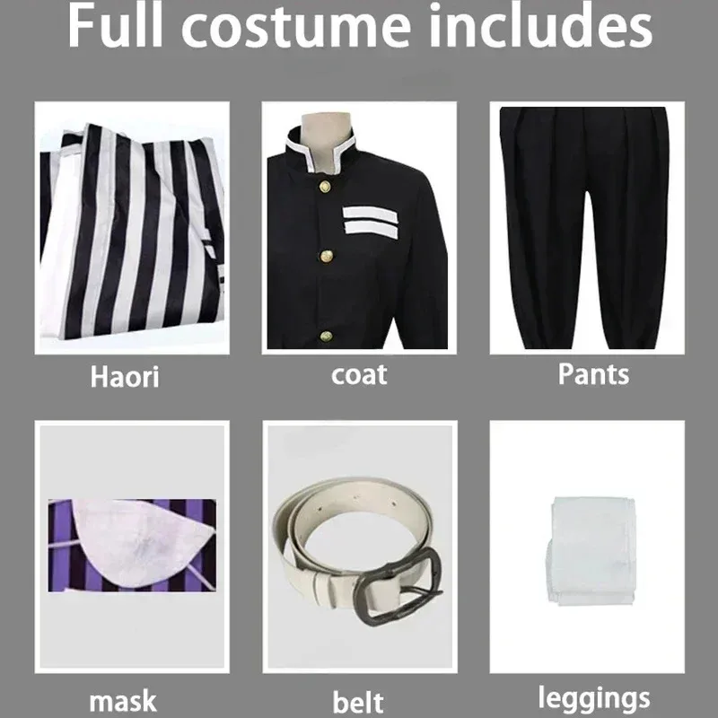 Anime Demon Slayer Kimetsu No Yaiba Iguro Obanai Haori Kimono Cosplay disfraz peluca serpiente accesorios blanco disfraz de Halloween