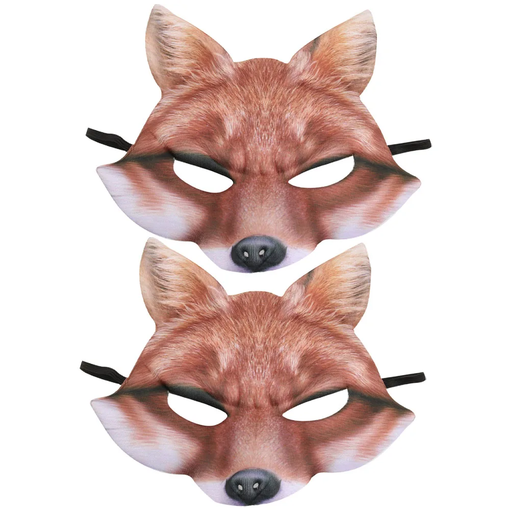 

2 Pcs Fox Mask Cosplay Foxes Makeup Faux Delicate Party Eva Animal Face Decorative Prop Child
