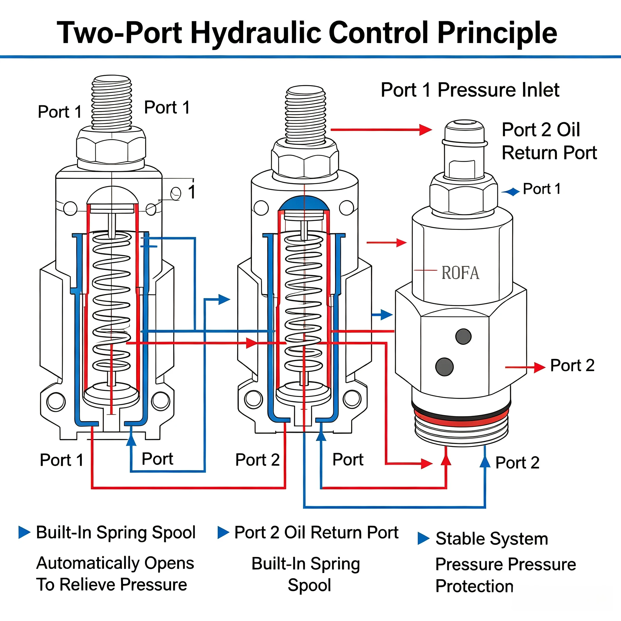 Manual Adjustable Hydraulic Pressure Control Relief Valve RDBA RDDA RDFA Direct Acting Type For Hydraulic Circuit System