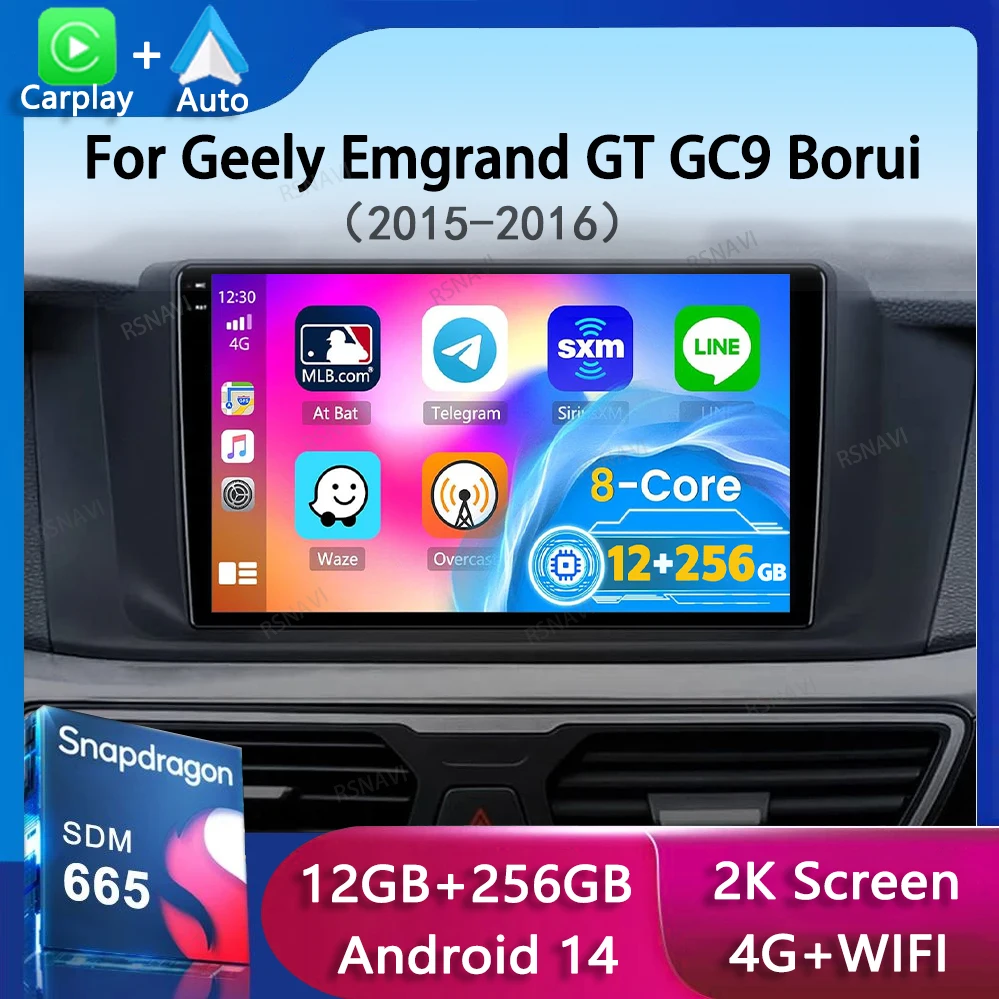 Android 14 Carplay Car Radio For Geely Emgrand GT GC9 Borui 2015 2016 DSP Navigation Multimedia Video Player Stereo 2din DVD 4G