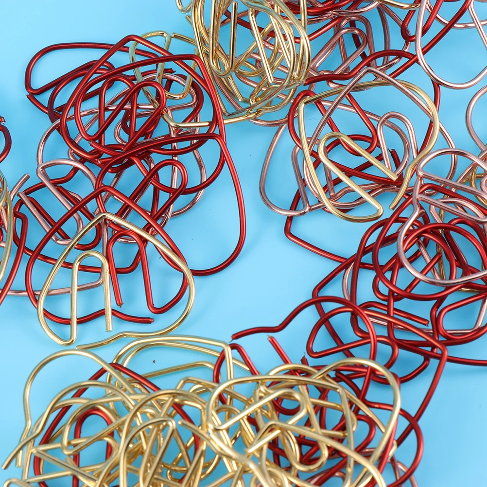 

50 Pcs Paper Clip Cute Heart Decorative Shape Clips Metal Coloured Binder Taste