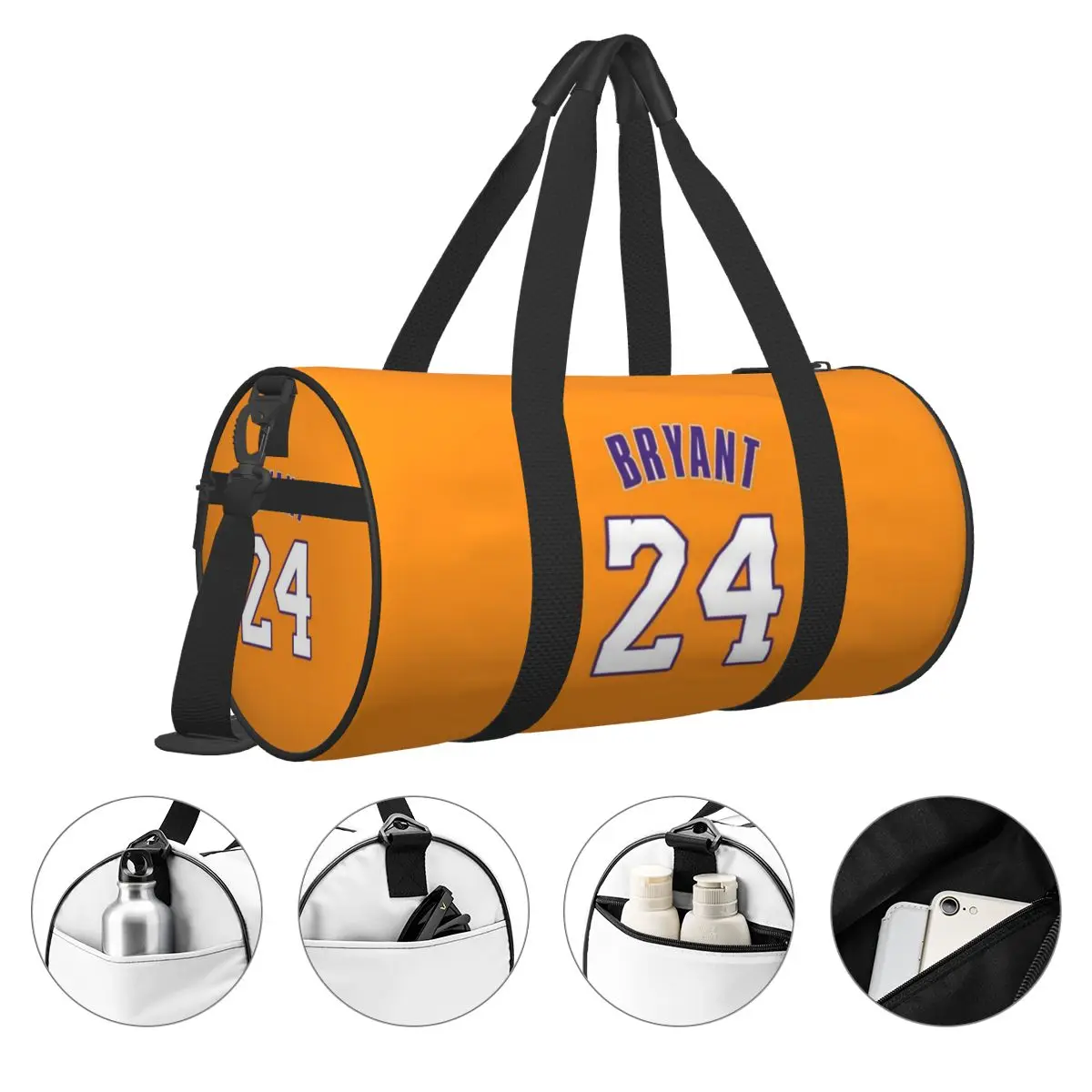 Tas ransel bepergian kapasitas besar, tas perjalanan basket k-kobe Bryant 24 Orange, tas koper penyimpanan ringan