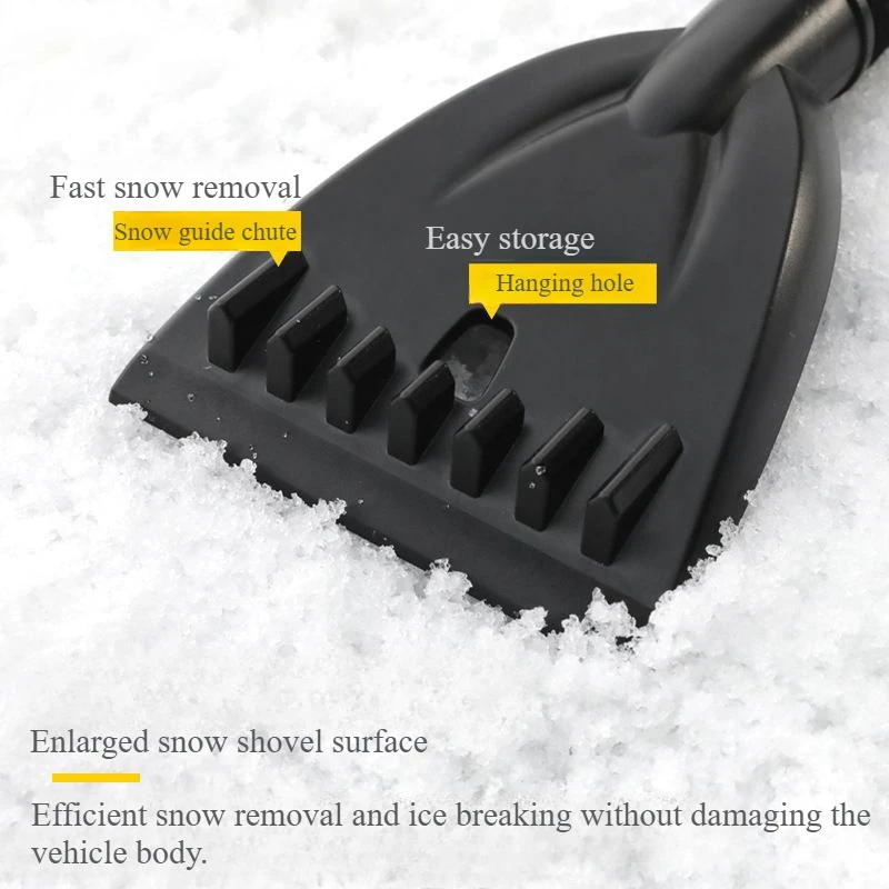 Lcars-Black Multi-Function Vehicle-Mounted Snow Shovel, Winter Portable Snow Removal Tool, Car Cleaning Tool