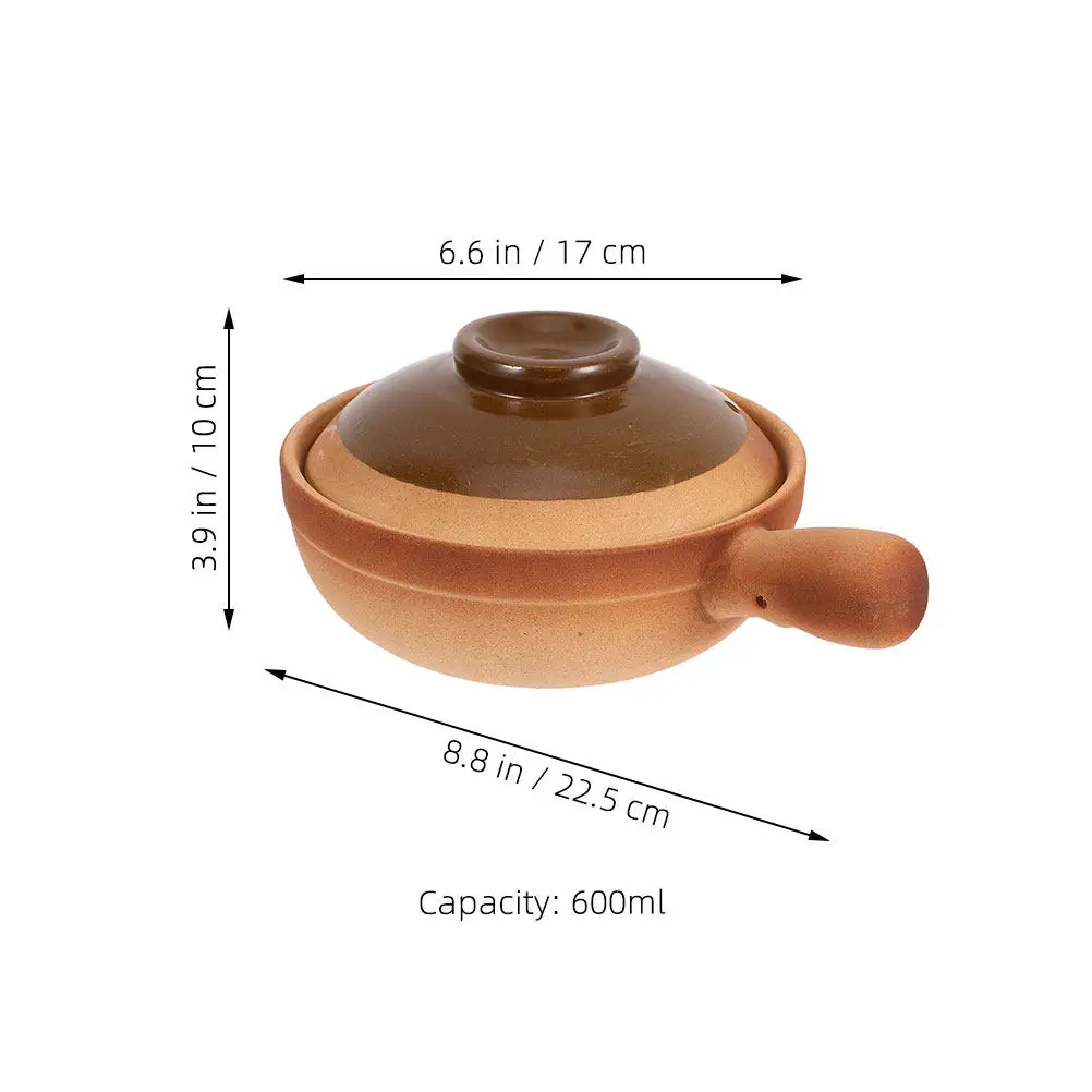 600 Ml Authentic Chinese Clay Pot Rustic Design Even Heat Distribution Multi Functional for Rice Stew Soup Porridge Asian