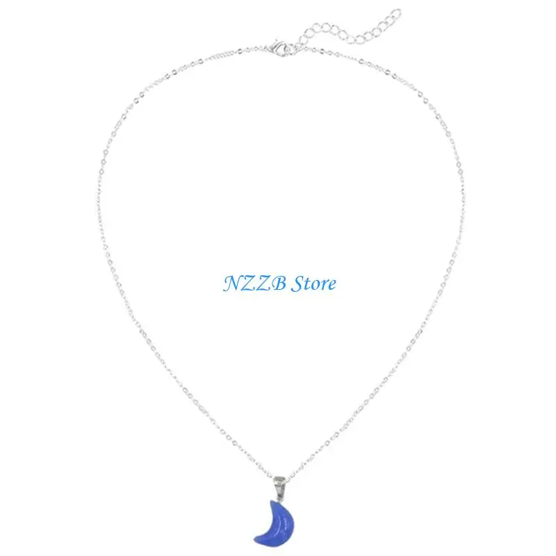 

T21F Crystal Stone Moon Necklace Female Temperament Niche Bohemian Collarbone Chain