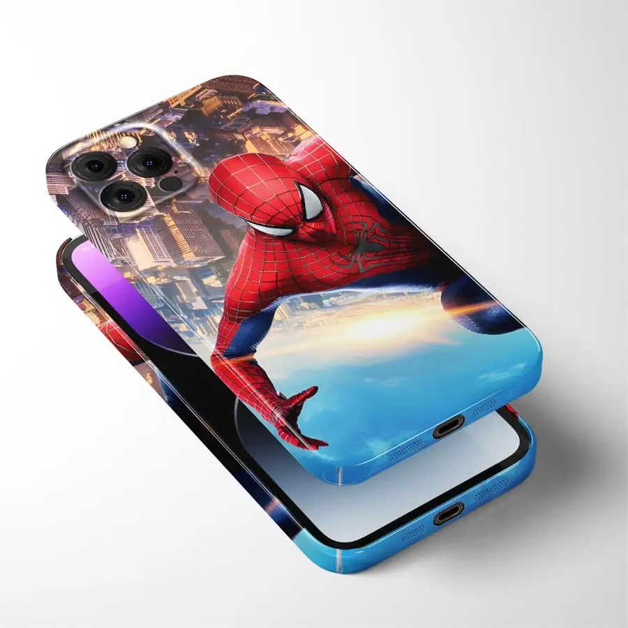 Marvel Spiderman Escalada Funda rígida para teléfono para iPhone 13 15 Plus 14 XR 16 Pro Max X 12 11