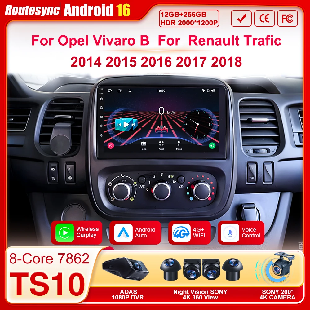 

Android For Opel Vivaro B 2014 - 2018 Renault Trafic 2014 - 2021 GPS Navigation Carplay Touch Screen Autoradio 8 Core DSP