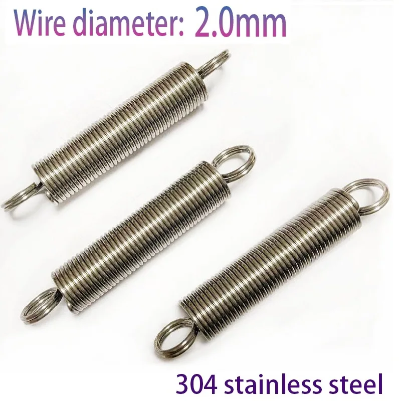 304 Stainless Steel Extension Spring 2.0mm Wire Dia 1M Length Double Loop