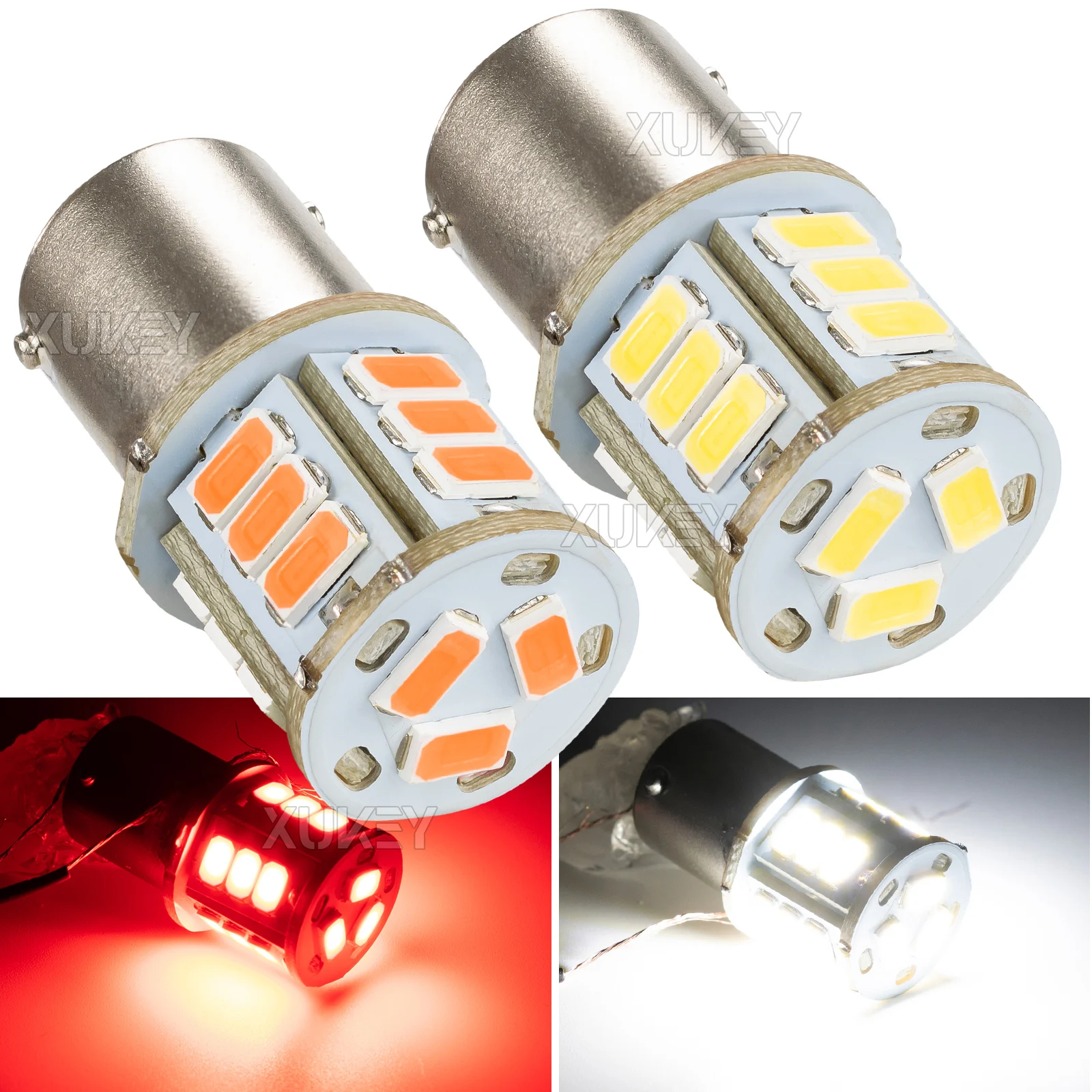 2 x czerwono-białe 24 V LED BA15s 246 R10W SMD Żarówki wewnętrzne tablicy rejestracyjnej HGV Truck Dome Map Light Side Marker Daytime Running Bulbs