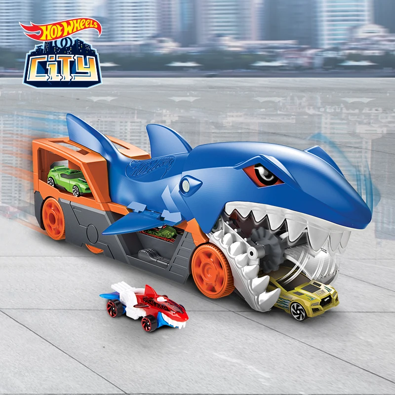 Wind And Fire Wheel City Hunger Shark Transport Vehicle Set Children'S Toy Boy Alloy Car Track Gvg36 Children'S Birthday Gifts