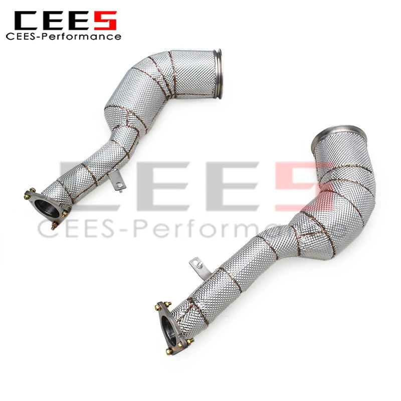 CEES Turbo Downpipe Exhaust for Porsche Macan Turbo/GTS 2.9T 2020-2024 SS304 Straight Through Pipe with Heat Shield Sport Header