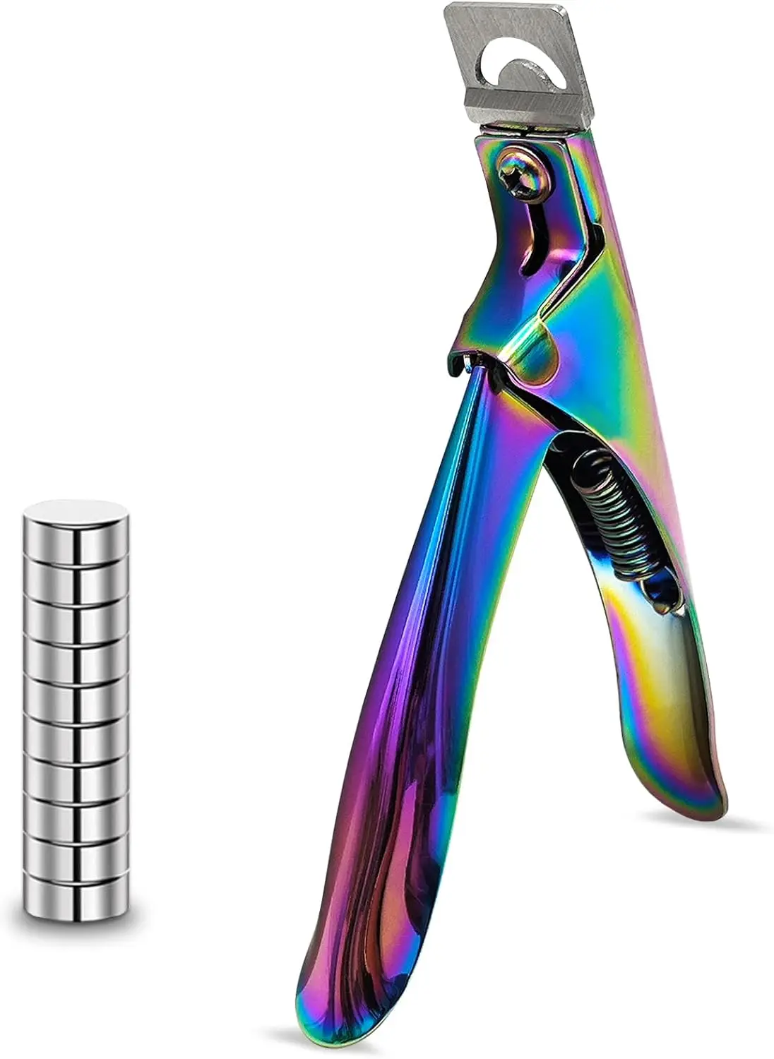 

Adjustable Acrylic Nail Cutter with Magnet Sizer & Length Measurement, Stainless Steel for Precise Manicures (Rainbow)