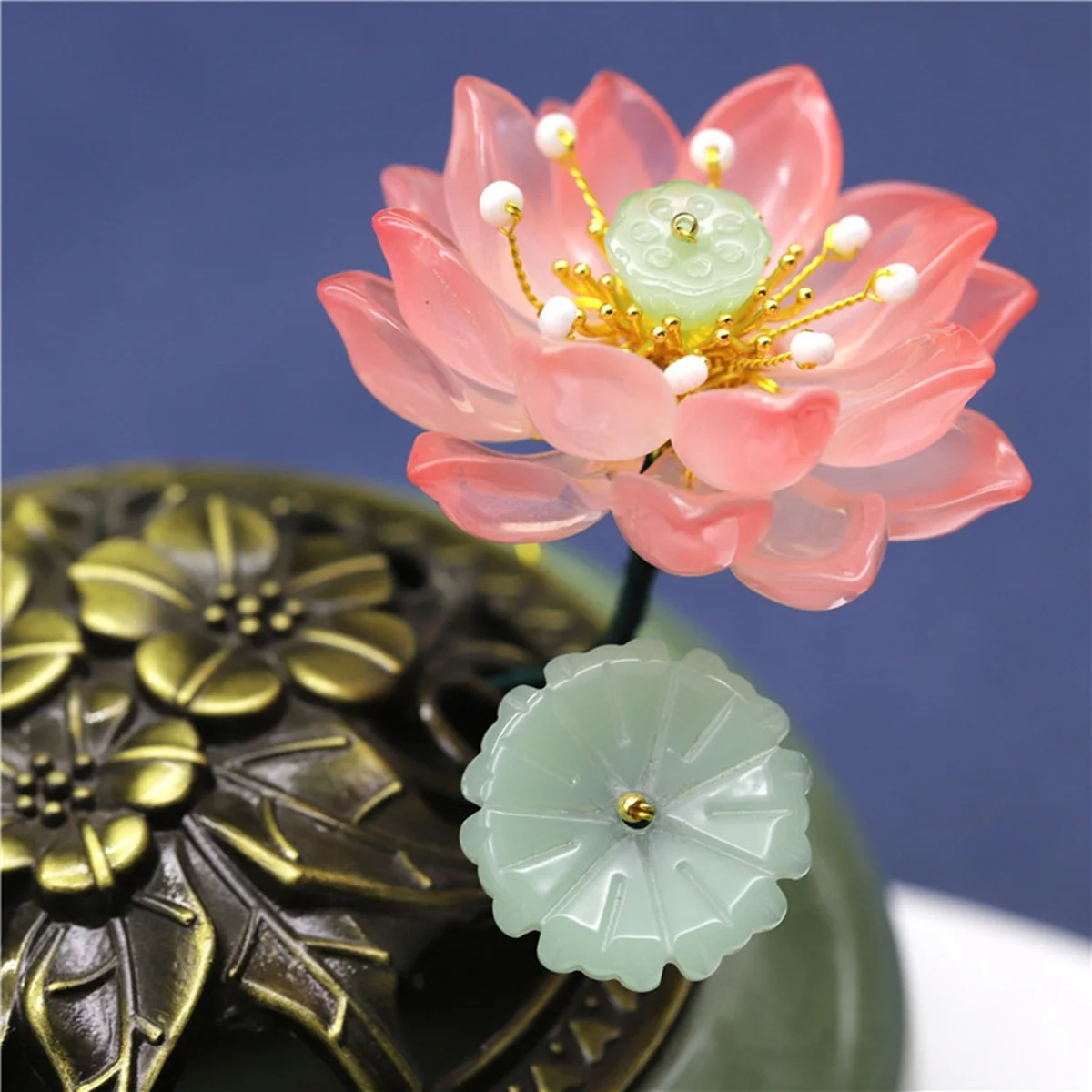 10 Stück grüne Lotusblatt-Form 23mm handgefertigte Lampwork-Glasperlen für Schmuckherstellung DIY Blumen-Bastelzubehör – Detail 2