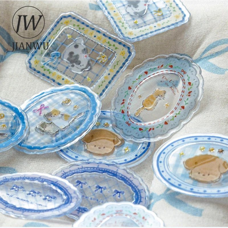 JIANWU Sweetheart Small Plate Series Vintage Lace Border Landscape Material Collage Glue Sticker Creative DIY Journal Stationery