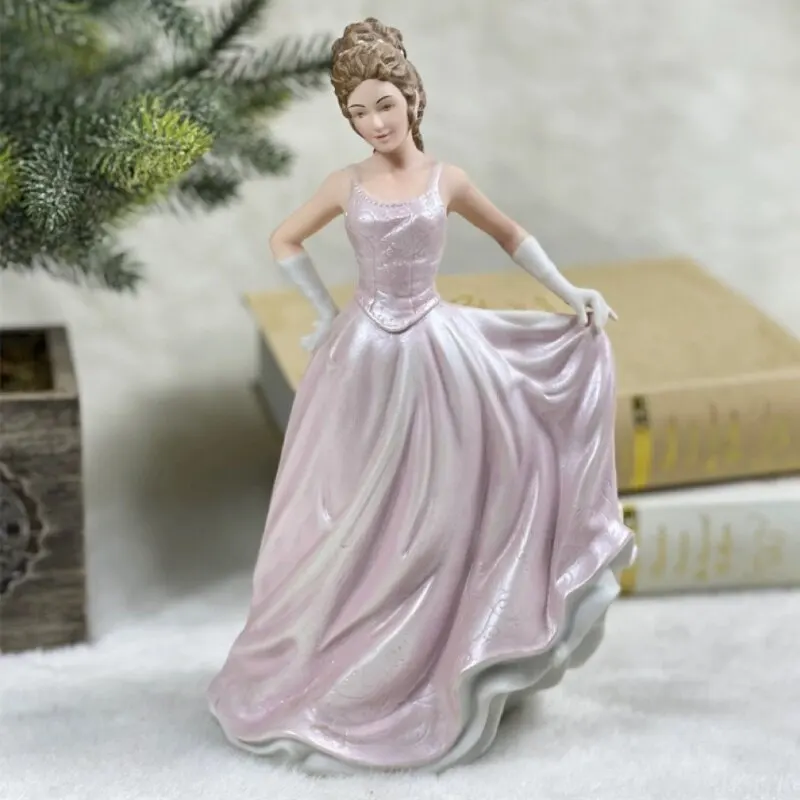 Vintage Porcelain Lady Figurine Purple Dress Victorian Style Ceramic Statue Home Decor Collectible Ornament for Living Room Gift view 5