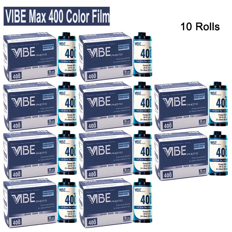 Película de Color VIBE Max 400, 1-10 rollos, 18EXP por rollo, película de 35mm, película negativa ISO400 135 para cámara de película 135 para cámara Kodak H35/M35