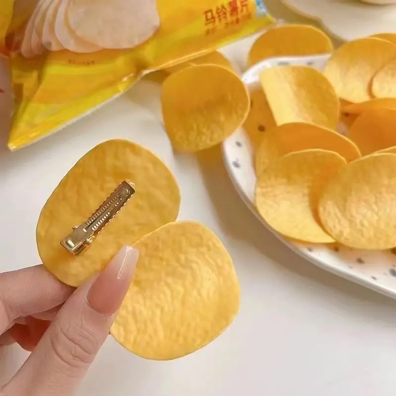 

Simulation Potato Chip Hair Clip ins Cute Snack Girl Duckbill Creative Funny Hair Accessories Hairpin Headwear