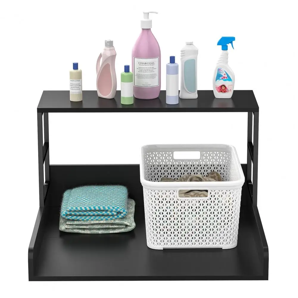 

27.5" Washer Dryer Countertop with Shelf, 2-Tier Laundry Countertop with Anti-Slip Strips and Edge Rails, Washer Dryer Topper, L