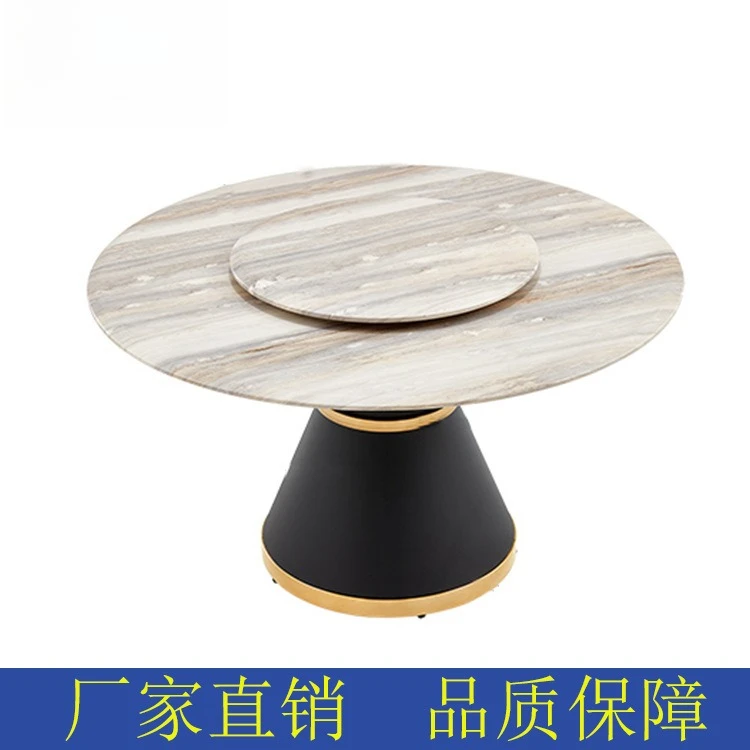 

Carbon steel marble surface dining light luxury Italian simple living room fashion round table stainless steel round eating