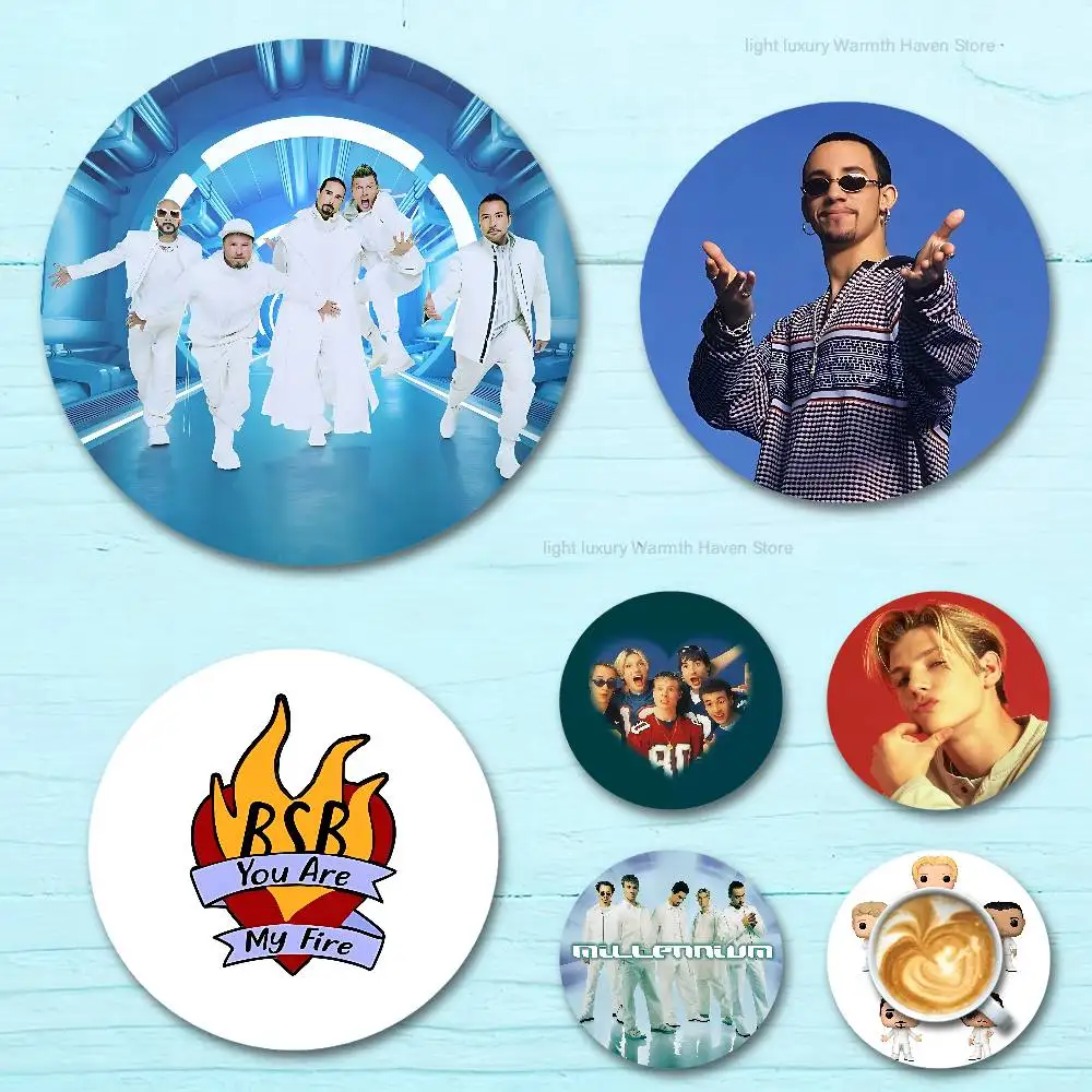 

B-Backstreet B-Boys BSB Heat Resistant Round Wooden Coasters Non-slip Drink Cafe Decoration 2D Flat Color Print Coasters
