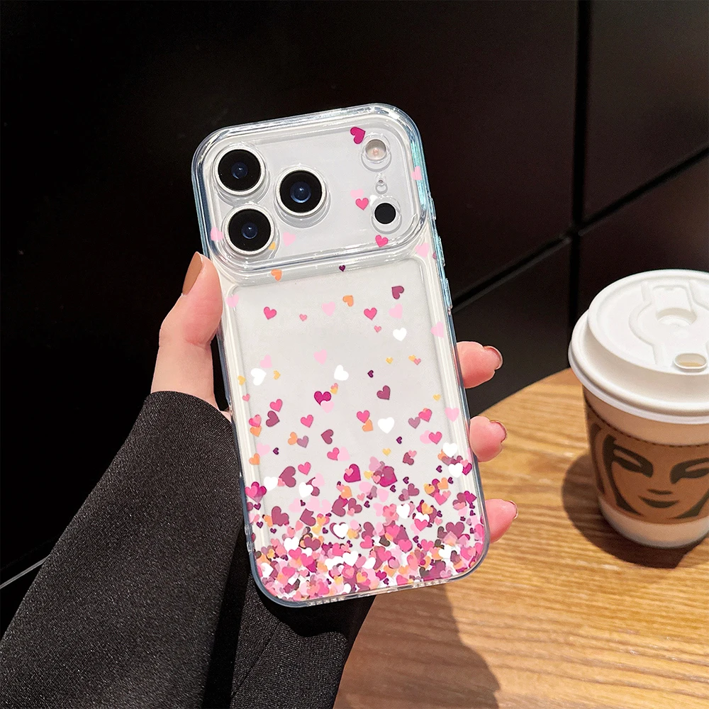Phone Cases Xiaomi Redmi 12 - Gradient Heart Confetti Clear Phone Case