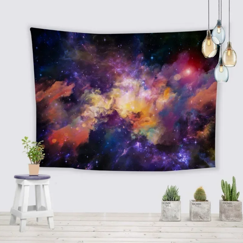 1 Stück, heller Nebel, bedruckter Wandteppich, Wandbehang aus Polyester
