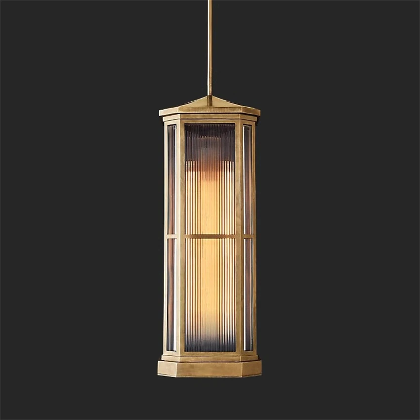 American country all-copper luxury glass pendant lights retro loft industrial style designer bar shop dining room pendant lamps