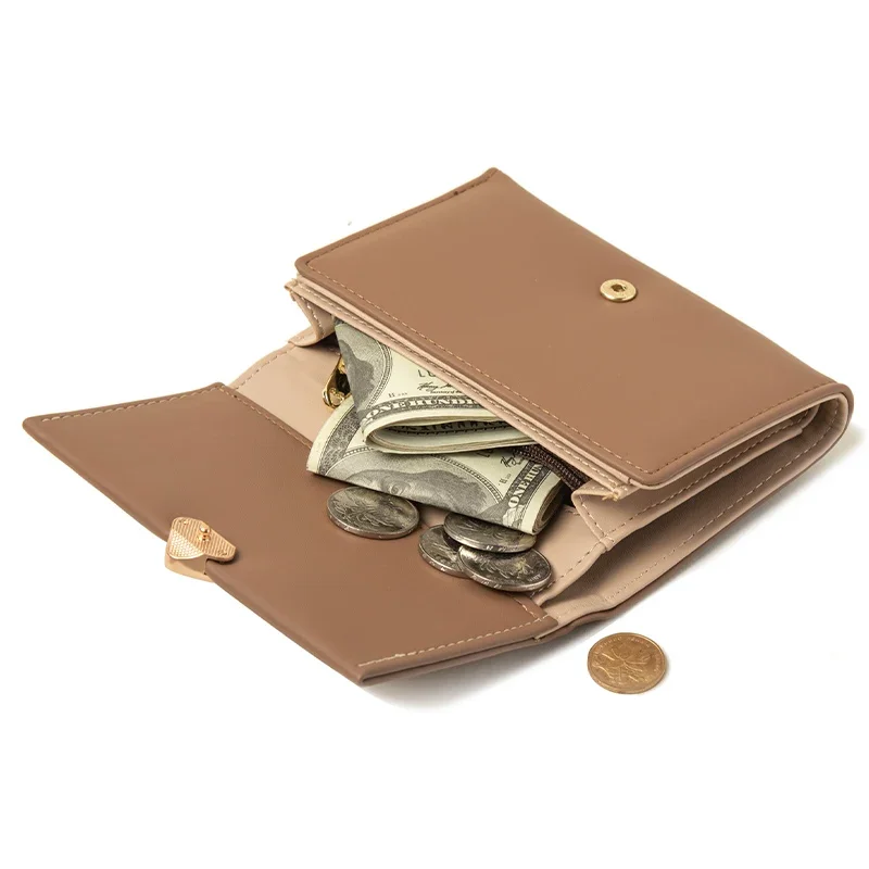 New Women Medium Wallets High Capacity Three Fold Wallets PU Leather Female Coin Purse Card Holder