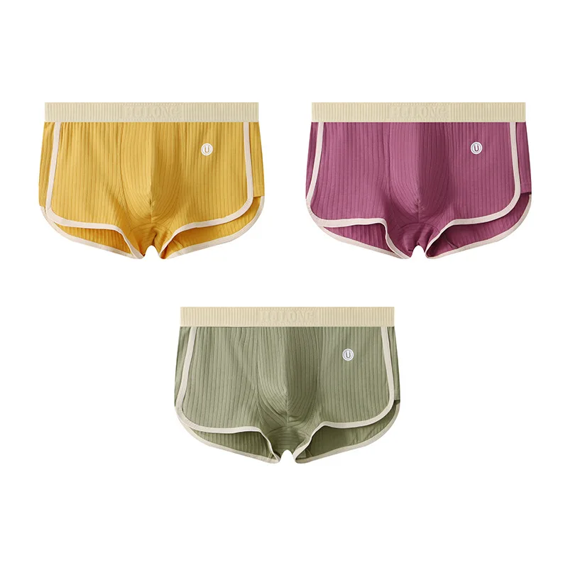 3 STKS heren Vier Seizoenen Onderbroek Slanke Slipje Mid-Taille Eenvoudige Ademende Comfortabele Boxershorts Verticale Streep Zachte Panty