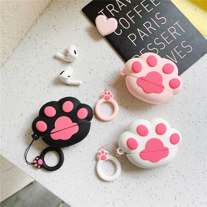 Cute Cat Paw Lovely Case for Airpods Pro 2nd Generation Case with Keychain Cover for Apple AirPods 2 3 Protective for Girl Shell