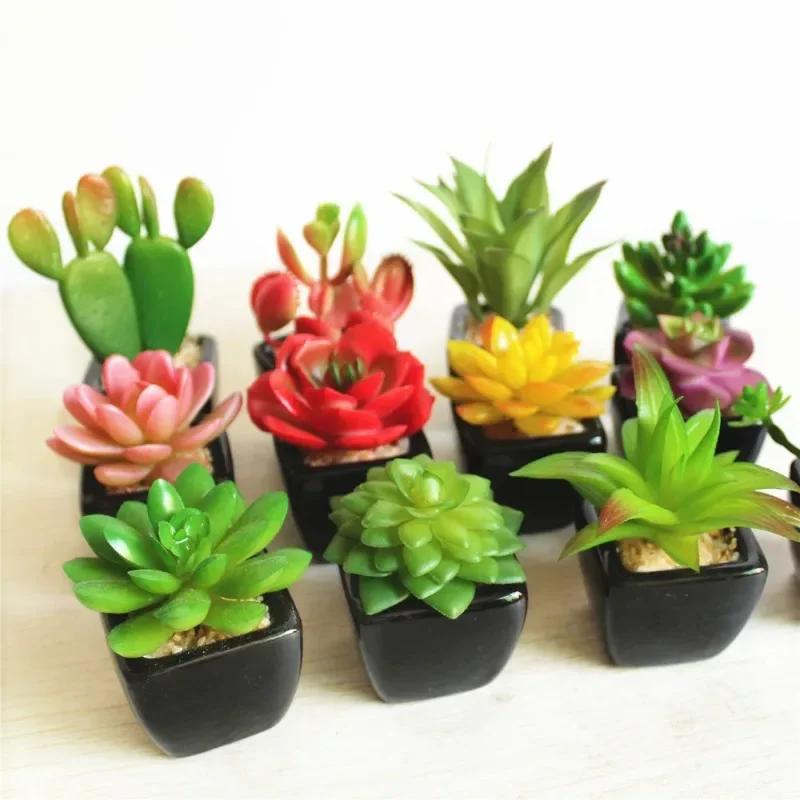 Home Garden Decoration Green Artificial Succulents Plants Desktop Mini Small Bonsai Bedroom Living Room Ornament Party Supplies - Image 2