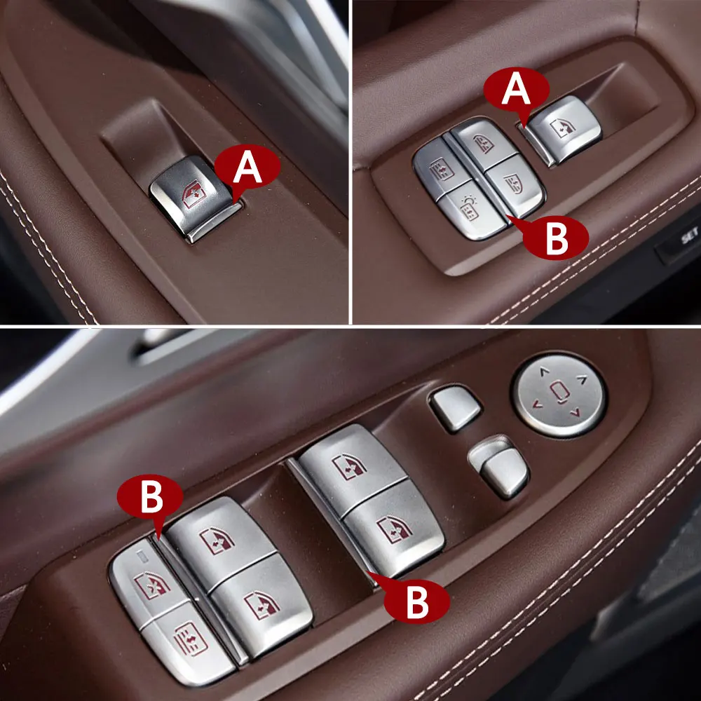 Interior Car Left Right Door Window Lift Switch Button Chrome Strip Trim Replacement For BMW 7 Series G11 G12 5GT F07 X5 F15