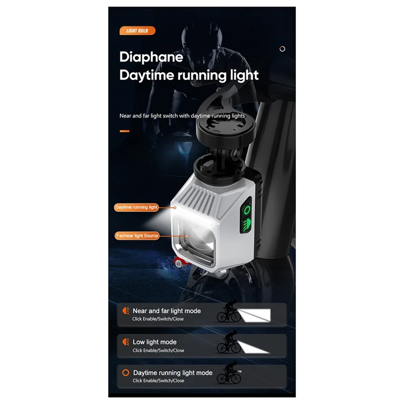 ONGE USB oplaadbare fietskoplamp LED-zaklamp voor mountainbike E-bike nachtfietslamp