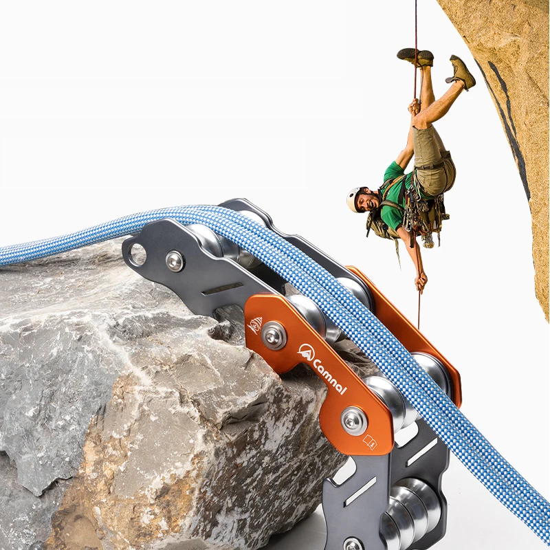 

Легкая 4-слотовая защита для цепной веревки, спасательное оборудование для спелеологии на открытом воздухе со шкивом из сплава для скалолазания