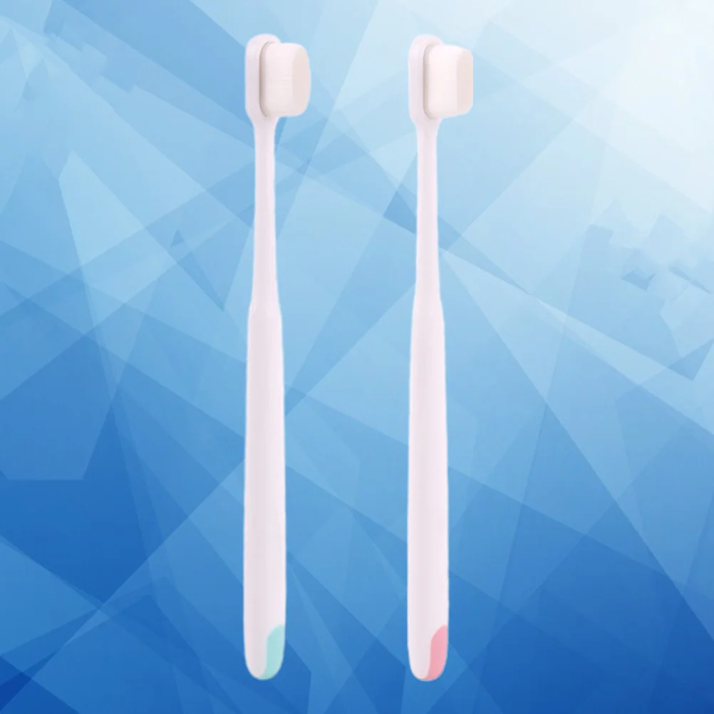 

2Pcs Superfine Soft Bristle Toothbrushes Long Handle Ergonomic Comfortable Grip Oral Cleaning Teeth Cleaner Oral Care Tool