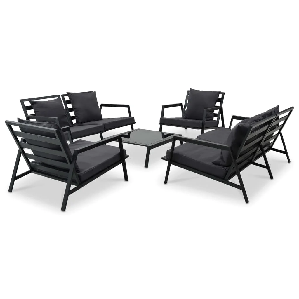 5 pcs garden furniture with dark gray aluminum cushions