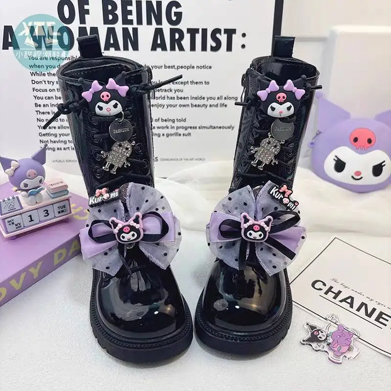

Kawaii Kuromi Sanrio Students Cute Cartoon Warm Boots Children Anti Slip and Warm Boots Flat Shoes Christmas Gifts for Kids
