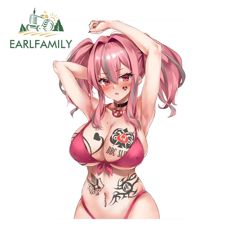 EARLFAMILY 13cm for Sexy Loli Tattoo Personality Car Sticker Air Conditioner Anime Auto Decal Car Accessories Bumper Fun Decor