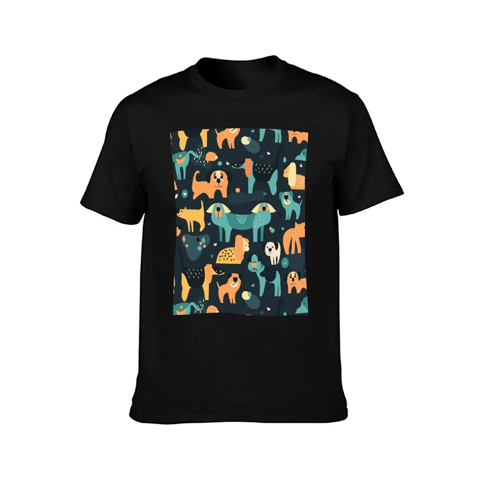 Picaso-esque Geometric Dog Pattern - darker colour option T-Shirt Heavy Duty Casual Work Tee T-Shirt