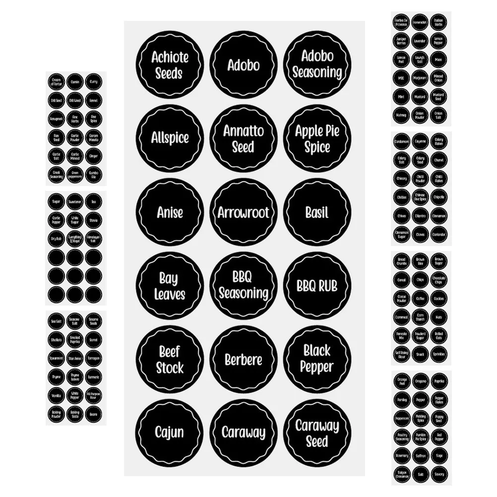 

Набор из 8 листов этикеток-наклеек для кухонной кладовой, самоклеящиеся, съемные, для банок с специями, контейнеров для еды, банок Мейсона