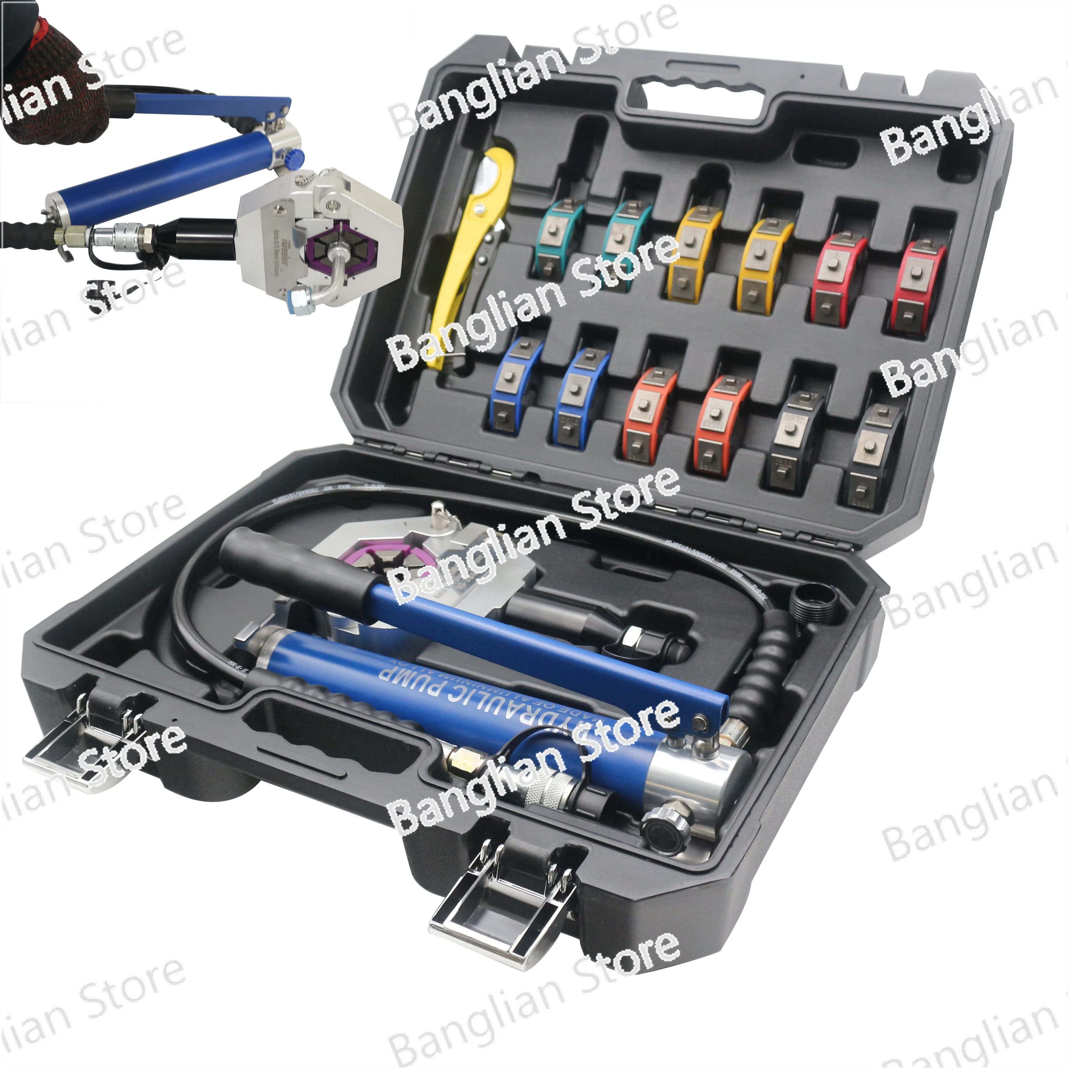 Manual AC Hose Crimper 7842B Separable Hydraulic Hose Crimper Kit  with Aluminum Pump Air Conditioner Repair Tool