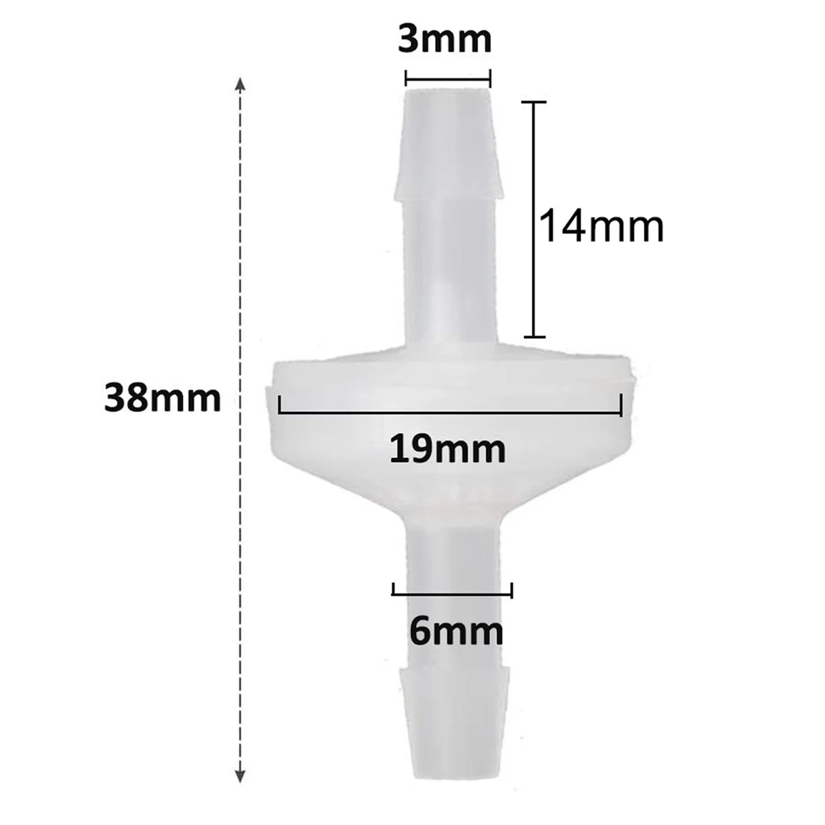 Válvula de retención de 1/4 pulgadas de 8 piezas, válvula de retención unidireccional PVDF de 6mm, válvula de retención en línea, válvula de retención antirretorno para combustible, Gas, aire líquido