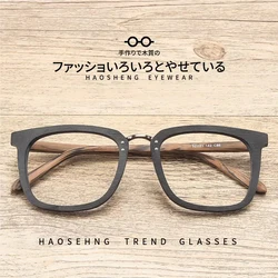 CHFEKUMEET Square Comfortable Eyeglasses Wood Fashion Male Retro Optical Prescription Glasses Frame Men Reading Myopia Frames