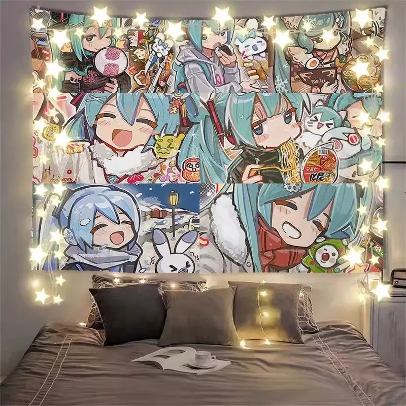 

Anime Hatsune Miku Wall Hanging Tapestry Dorm Bedroom Decor Background Cloth Home Room Decoration Backdrop Poster