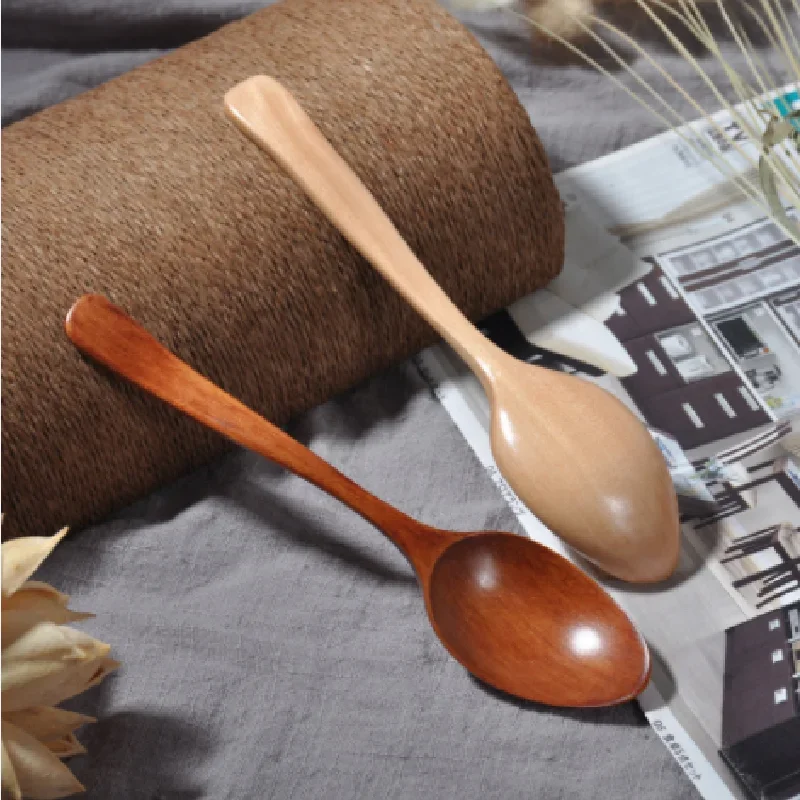 Retro Wooden Spoon Kitchen Cookware Tool Soup Tea Spoon Dining Kitchen Wooden Spoon